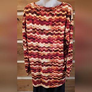 LulaRoe L Orange & Rust multicolored Brushed Hacci sweater Nora